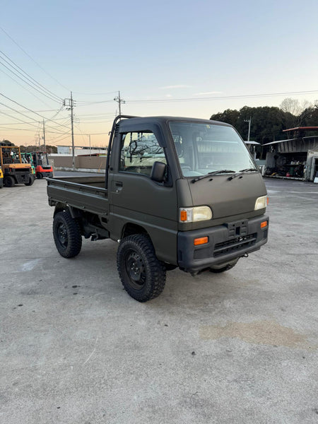 Army Green 1996 Subaru Sambar 4x4 kei truck, photo 1 of 11