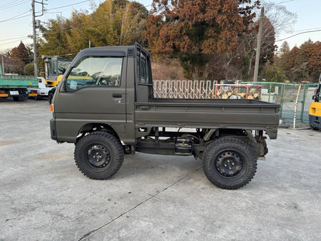 Army Green 1996 Subaru Sambar 4x4 kei truck, photo 3 of 11
