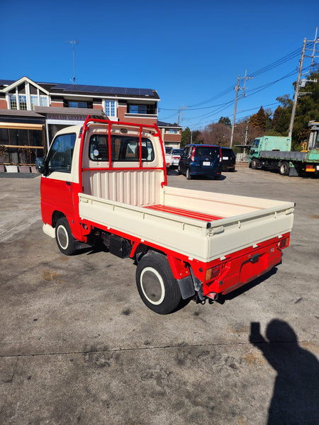 Red/White 1997 Subaru Sambar 4x4 kei truck, photo 4 of 11