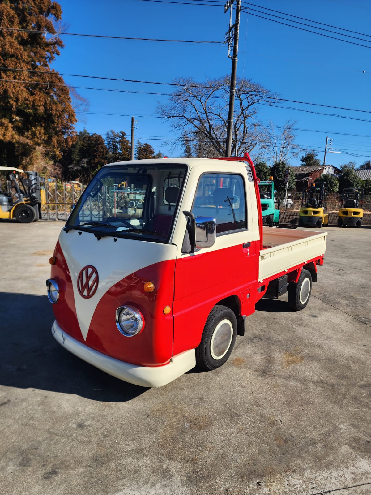 Red/White 1997 Subaru Sambar 4x4 kei truck, photo 1 of 11