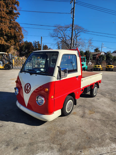 Red/White 1997 Subaru Sambar 4x4 kei truck, photo 1 of 11