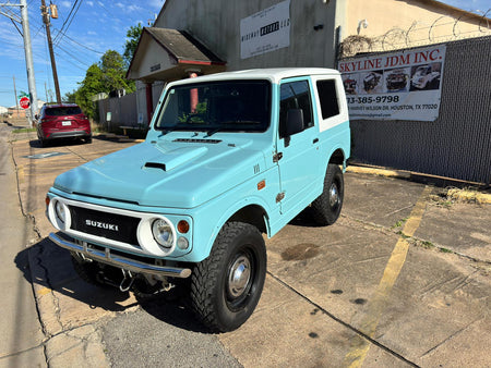 Blue/White 1996 Suzuki Jimny kei SUV, photo 1 of 15