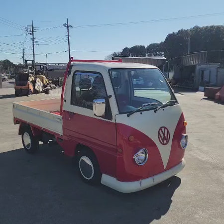 Red/White 1997 Subaru Sambar 4x4 kei truck, video