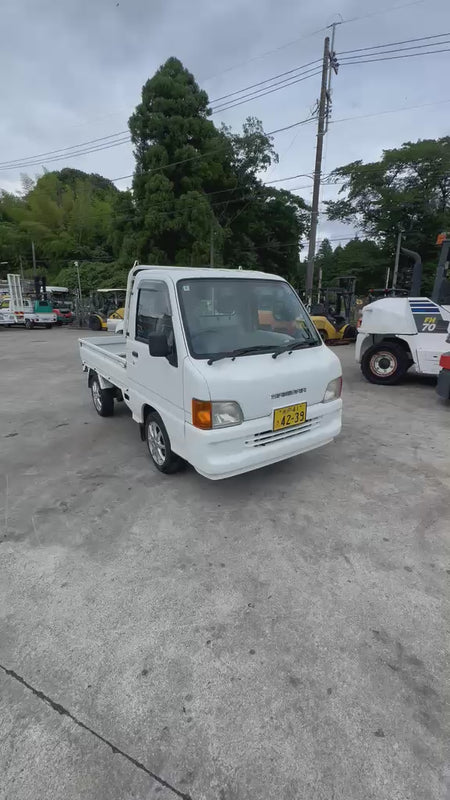White 2001 Subaru Sambar 4x4 kei truck, video