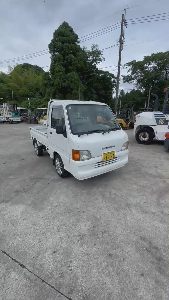 White 2001 Subaru Sambar 4x4 kei truck, video