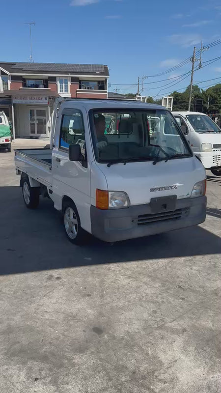 White 2000 Subaru Sambar 4x4 kei truck, video
