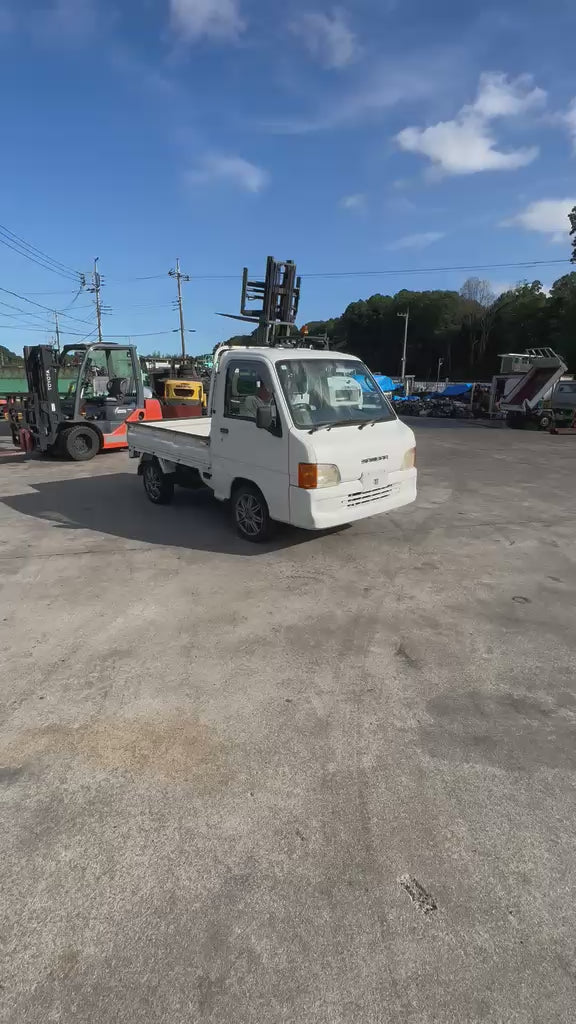 White 2001 Subaru Sambar 4x4 kei truck, video