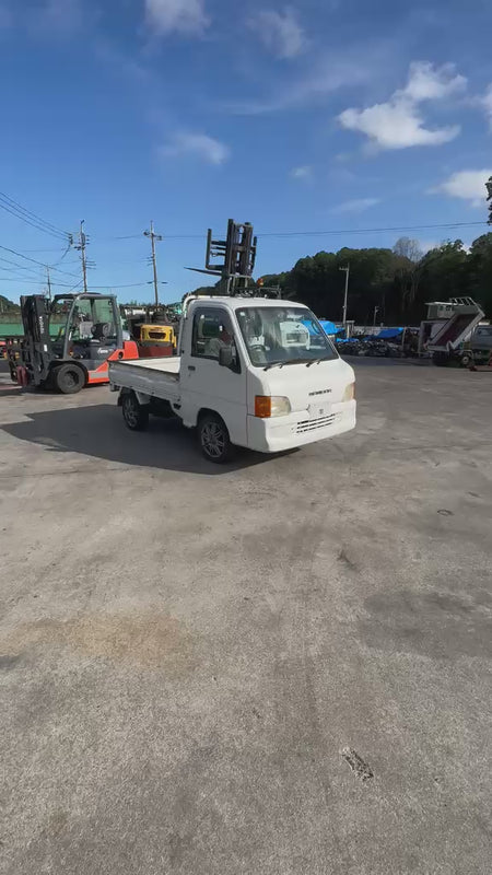 White 2001 Subaru Sambar 4x4 kei truck, video